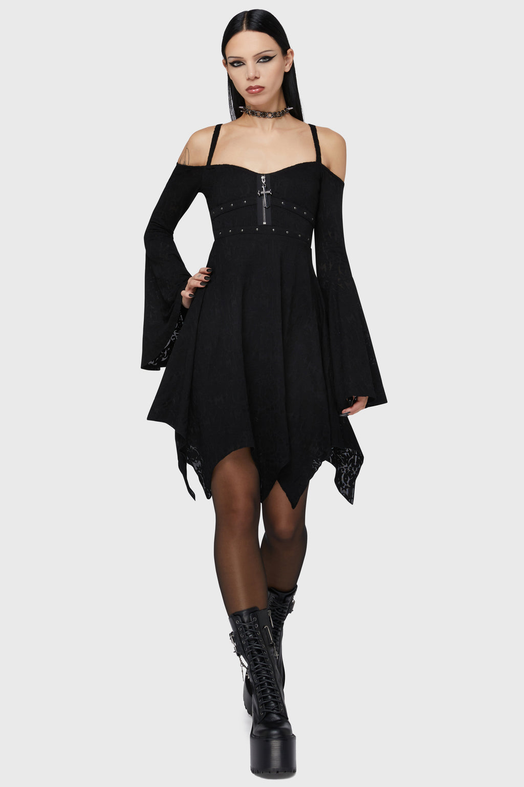 Black Damask Mini Dress