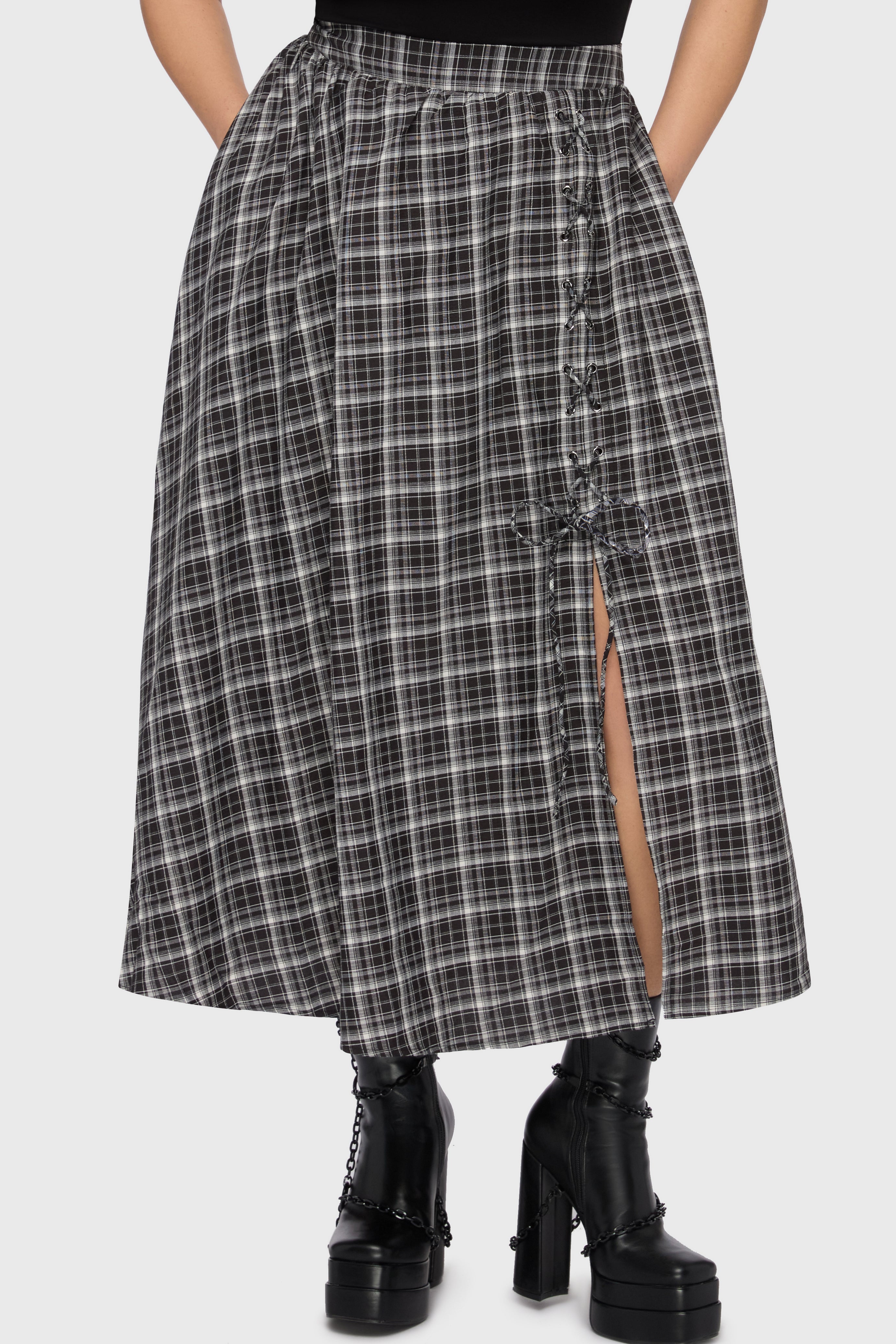 Chapel Blessing Plaid Midi Skirt