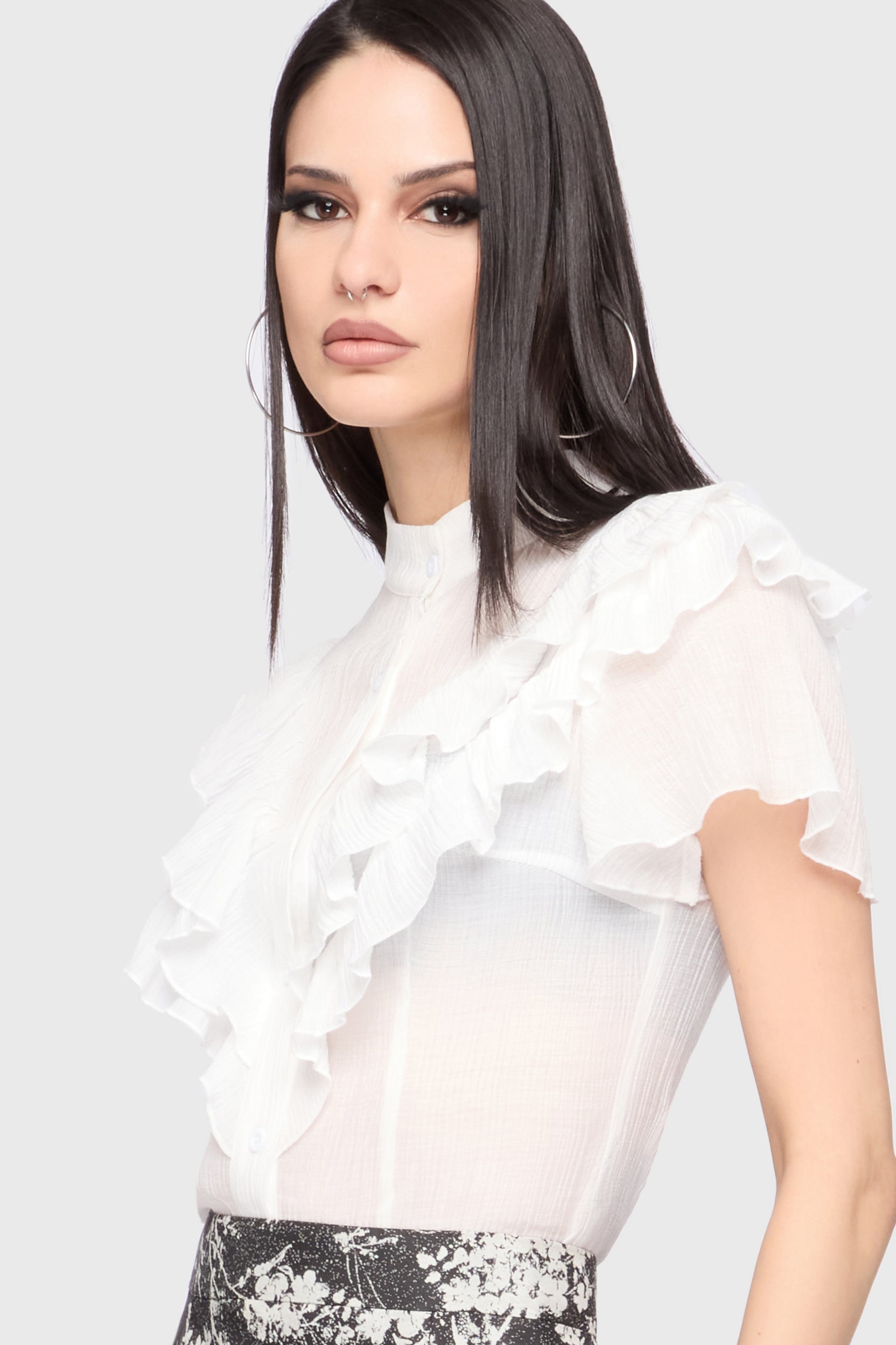 Midnight Vale Ruffle Blouse