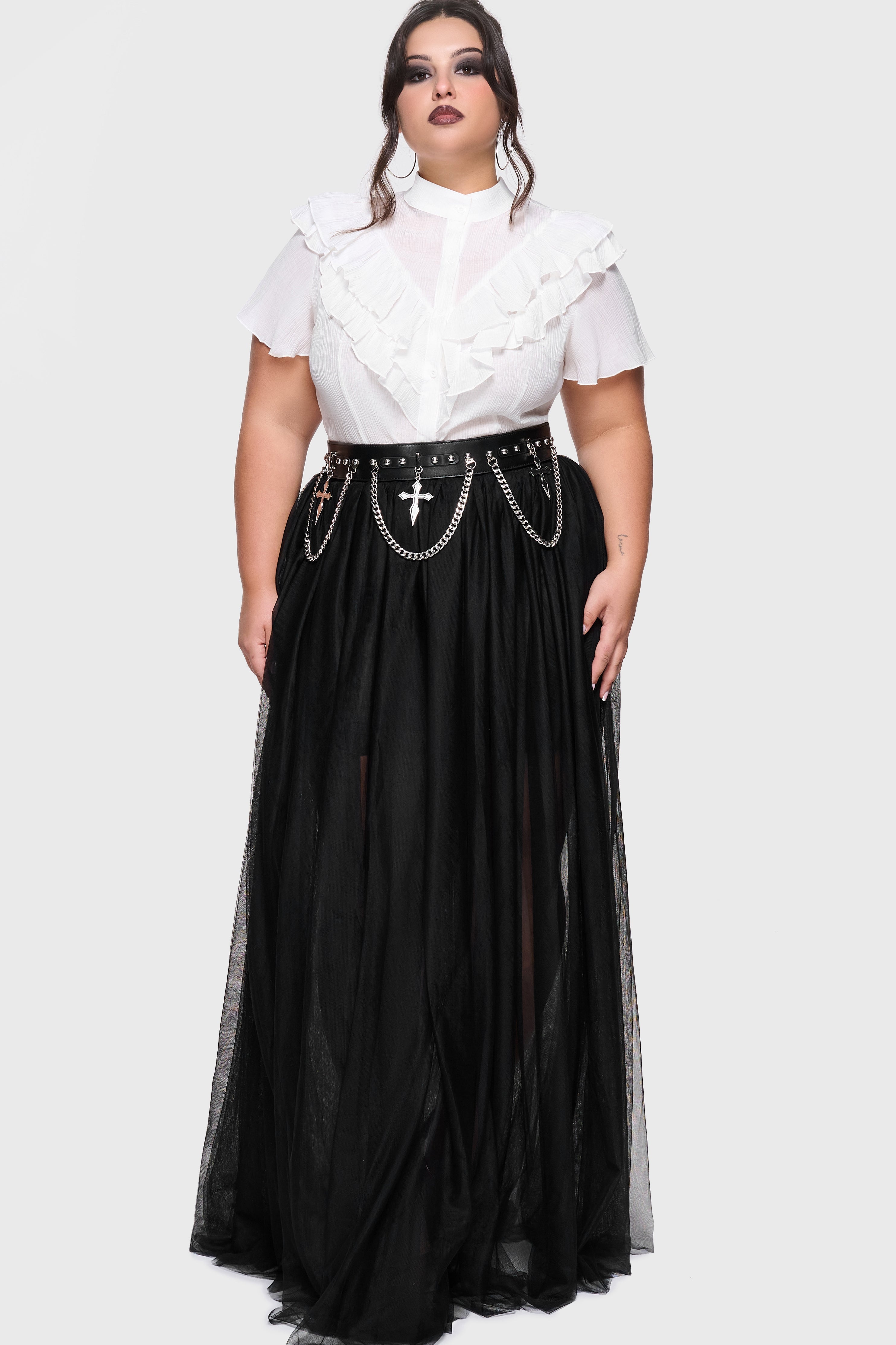 Midnight Vale Ruffle Blouse