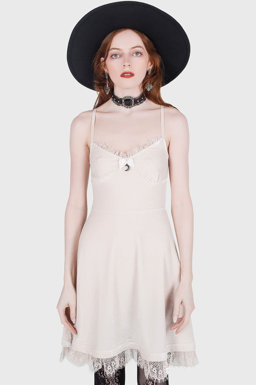 Moonstruck Velvet Skater Dress [Ivory]