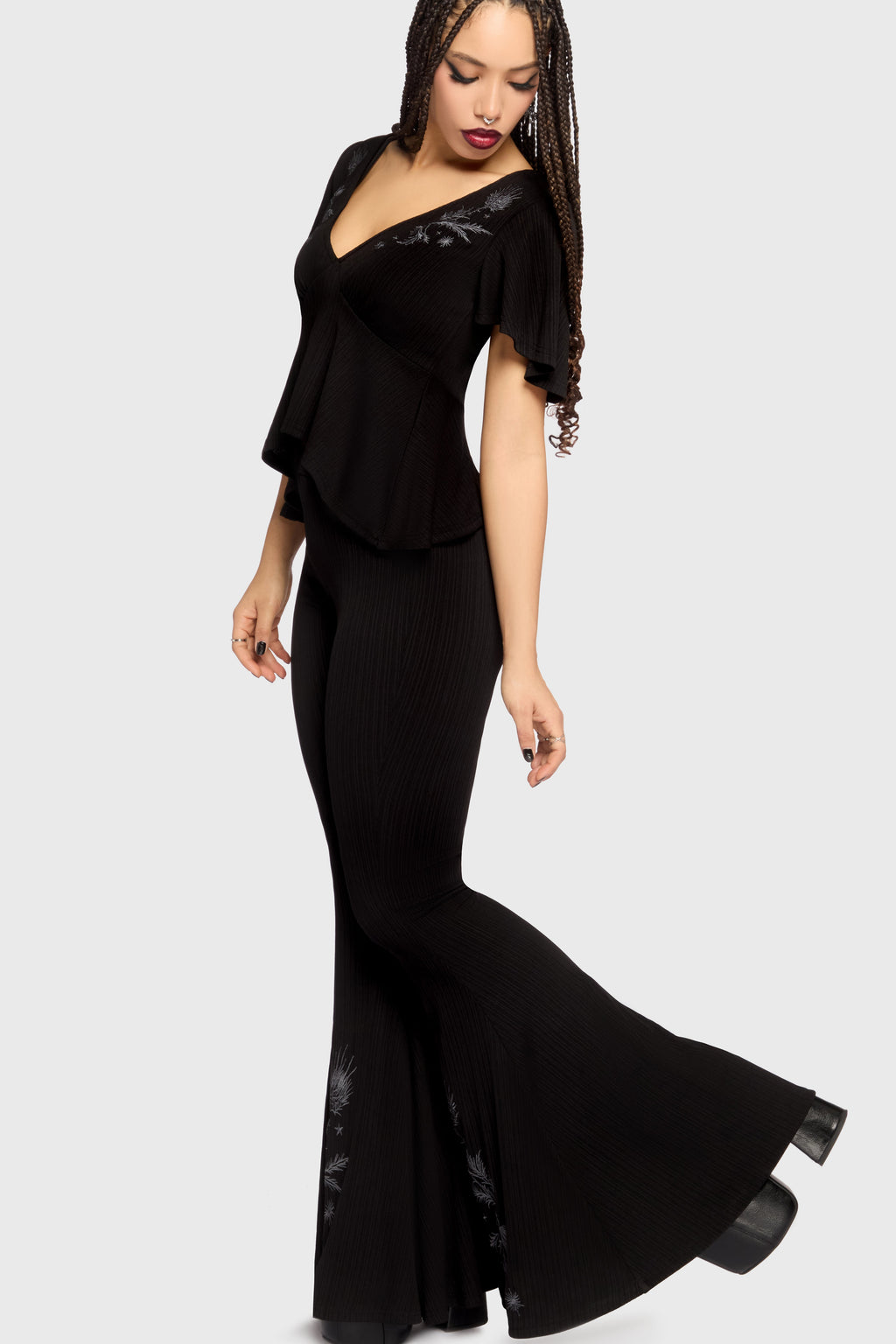 Thistina Embroidered Flares