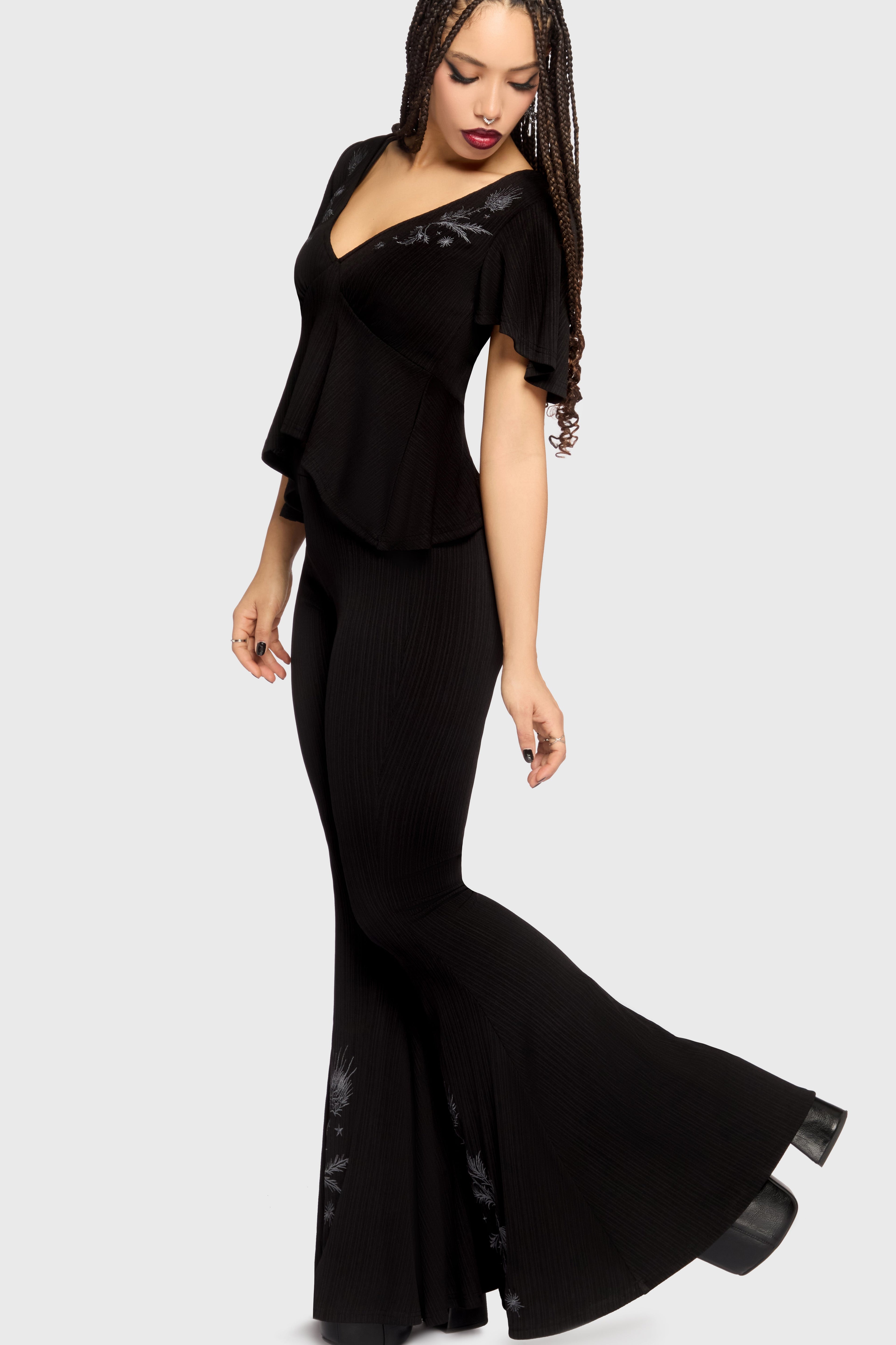 Thistina Embroidered Flares
