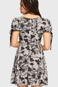 Venomous Rose Puffed Sleeve Mini Dress